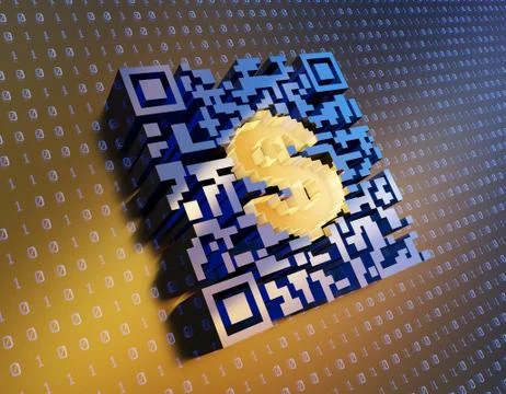 Technological data QR code and USD, data identification Stockillustratie