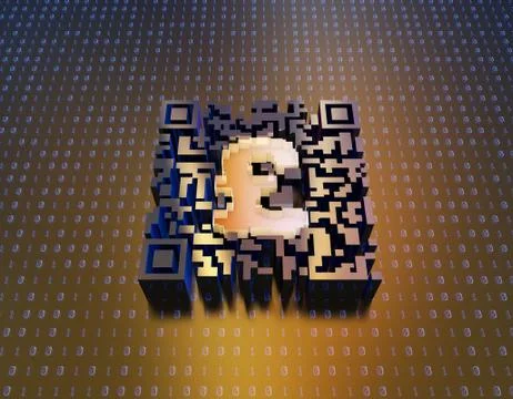 Technological data QR code and pound, data identification Stock Illustration