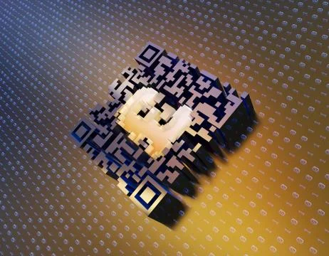 Technological data QR code and pound, data identification Illustrazione stock