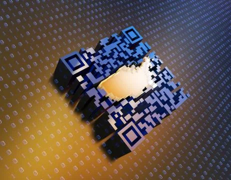 Technological data QR code and US map, data identification Stock Illustration
