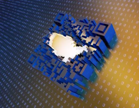 Technological data QR code and US map, data identification イラスト素材