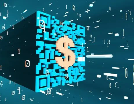 Technological data QR code and USD, data identification イラスト素材