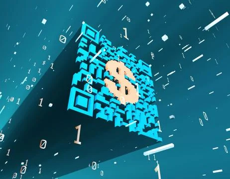 Technological data QR code and USD, data identification Stock Illustration