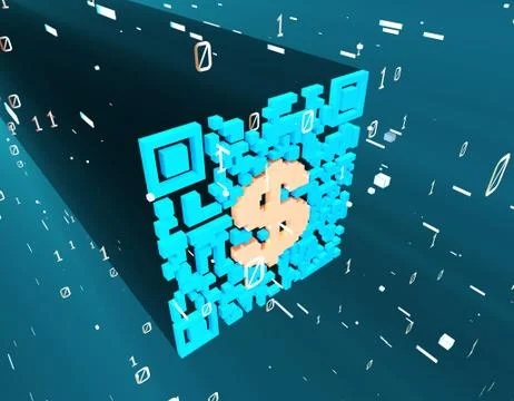 Technological data QR code and USD, data identification イラスト素材