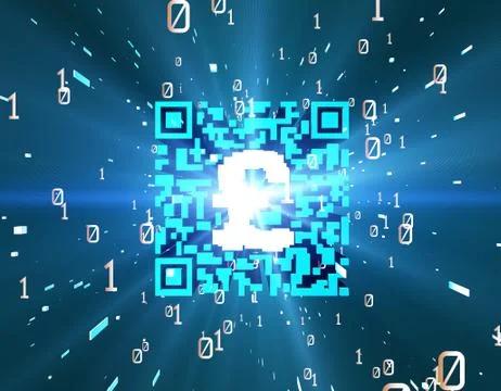 Technological data QR code and pound, data identification Stock Illustration