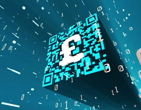 Technological data QR code and pound, data identification イラスト素材