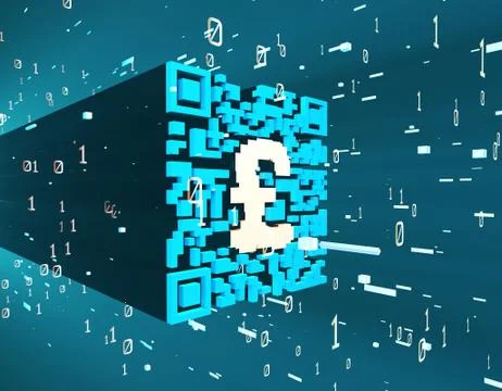 Technological data QR code and pound, data identification Illustrazione stock