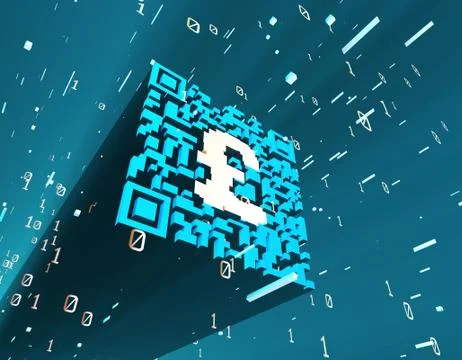 Technological data QR code and pound, data identification Stock Illustration