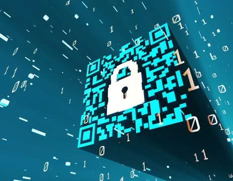 Technological data QR code and lock, data identification Stockillustratie