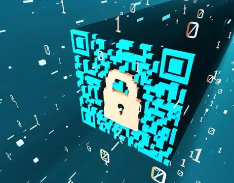 Technological data QR code and lock, data identification Stock Illustration
