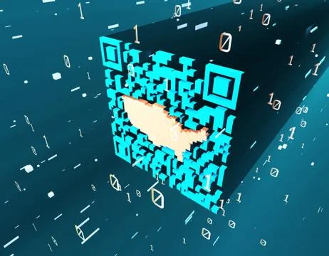 Technological data QR code and US map, data identification イラスト素材