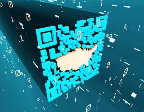 Technological data QR code and US map, data identification Stock Illustration