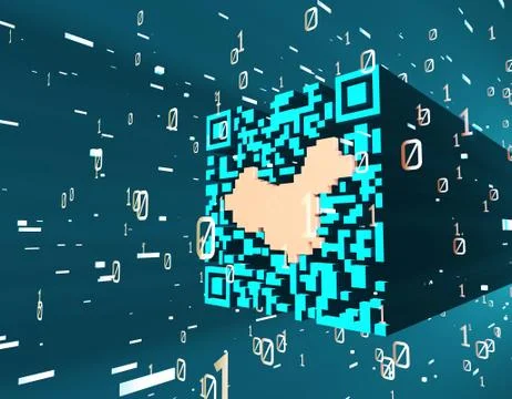 Technological data QR code and China map, data identification 스톡 일러스트