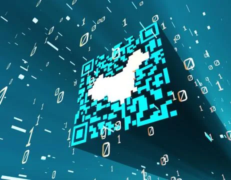 Technological data QR code and China map, data identification 스톡 일러스트