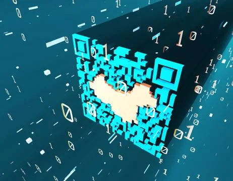 Technological data QR code and China map, data identification Stock Illustration