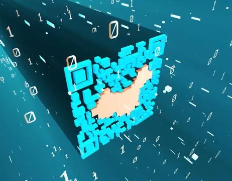 Technological data QR code and China map, data identification Stock Illustration