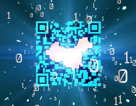 Technological data QR code and China map, data identification 库存插图