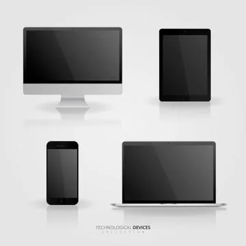 Technological devices collection vector set Stock Illustration