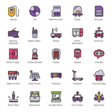 Technological Devices Flat Icons Stock Illustration