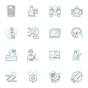 Technological devices linear icons set. Smartph, Tablet, Laptop, Desktop Ilustración de archivo