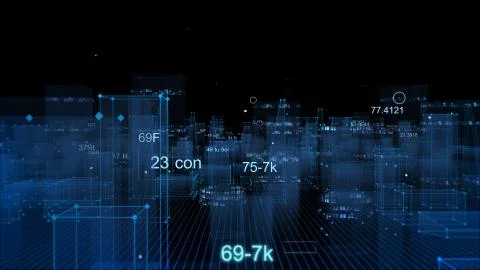 Technological digital background consisting of a futuristic city with data 写真素材