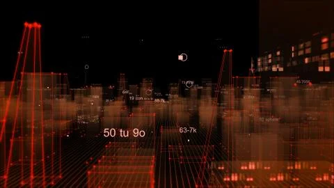 Technological digital background consisting of a futuristic city with data 写真素材