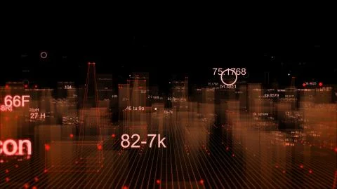 Technological digital background consisting of a futuristic city with data Stock Photos