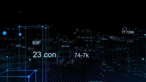 Technological digital background consisting of a futuristic city with data Stock Photos