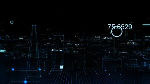 Technological digital background consisting of a futuristic city with data 库存照片