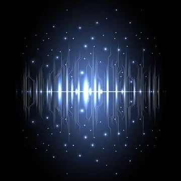 Technological digital circuit illuminated wave art background vector Stock Illustration