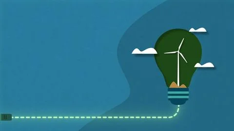 Technological ecology concept with wind power Illustration
