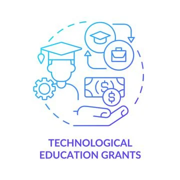 Technological education grants blue gradient concept icon Stock Illustration