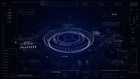 Technological electronic digital data HUD UI 2D GFX. Robotics concept. Sci Fi Stock Footage 248532184