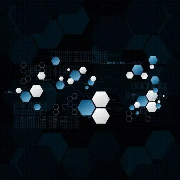 Technological encryption future hexagonal data sync background vector Stock Illustration
