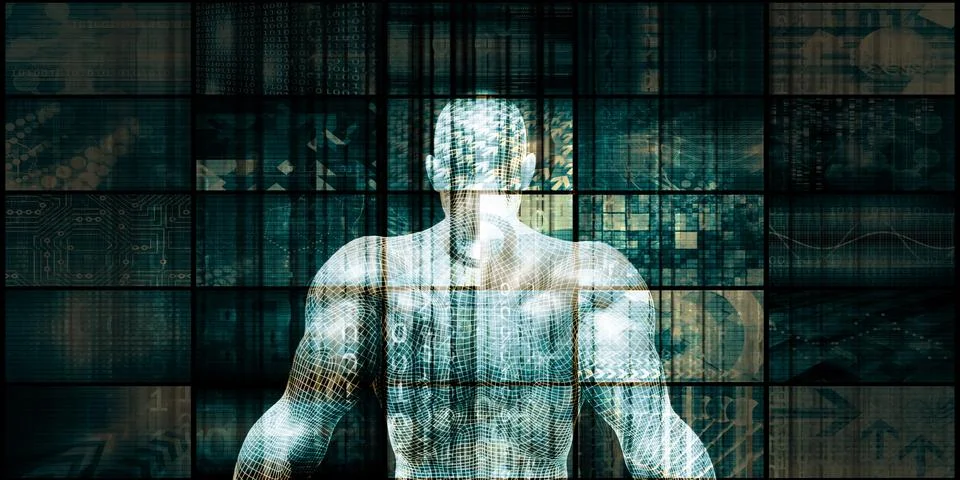 Technological Evolution Wireframe 스톡 일러스트