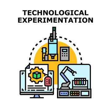 Technological experimentation process with research and development concepts Stock Illustration