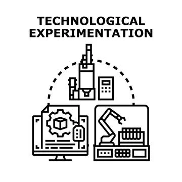 Technological experimentation process with research and development concepts Illustrazione stock