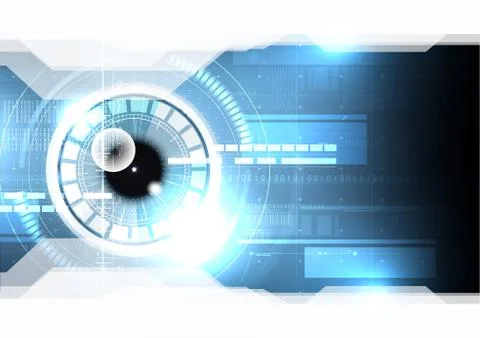 Technological eye scanning hud display security identification vector backgro Stock Illustration