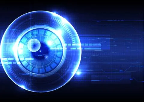 Technological eye scanning hud display security space vector background abstr Stock Illustration