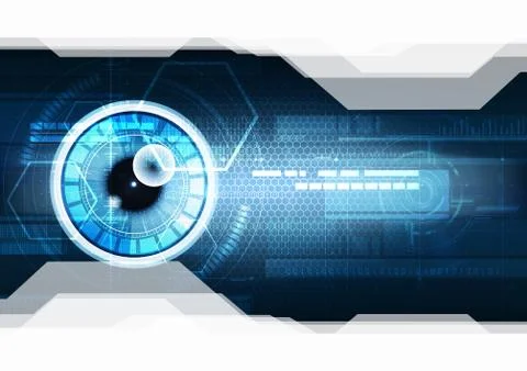 Technological eye scanning hud security identification vector background abst Stock Illustration
