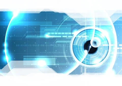 Technological eye scanning hud security identification vector background temp Stockillustratie