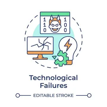 Technological failures multi color concept icon Stock Illustration