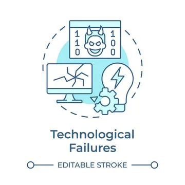 Technological failures soft blue concept icon Stock Illustration