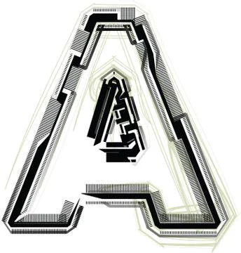 Technological font. letter a Stock Illustration