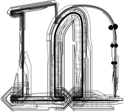 Technological font. letter n Illustrazione stock