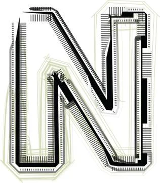 Technological font. letter n Stock Illustration