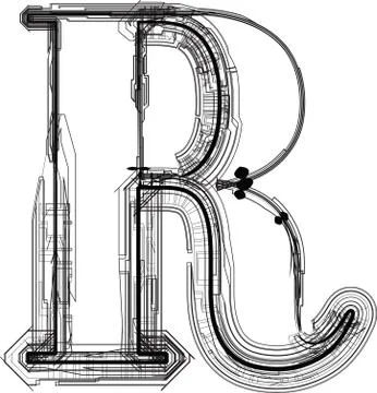 Technological font. letter r Stock Illustration