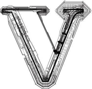 Technological font. letter v Stock Illustration