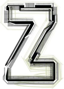 Technological font. letter z Illustrazione stock