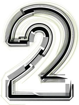 Technological font. number 2 Stock Illustration